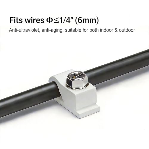 Lot de 50 clips ronds pour câbles avec vis de fixation murale pour câble coaxial