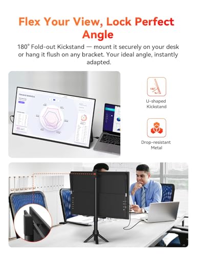 Image of HotYeah 23.8 inch 100Hz Portable Monitor, 1080P FHD 100% sRGB IPS USB-C HDMI Large External Monitor, Home Gaming 2nd Screen w /180 Adjustable Kickstand for MacBook, Laptop, PC, Phone, Tablet, Switch, PS5