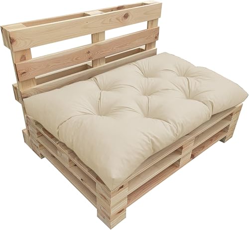Chilly Pilley Cojín para palés, resistente al agua, varios tamaños y colores (cojín de asiento 120 x 60 cm, color crema)