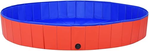 Miniatura 9 de SKM Piscina plegable para perros, color azul, 78.7 x 11.8 pulgadas, PVC