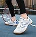Men's Badminton Shoes All Court Tennis Shoes with Arch Support Men's Sneakers (White/Blue 1,10.5)