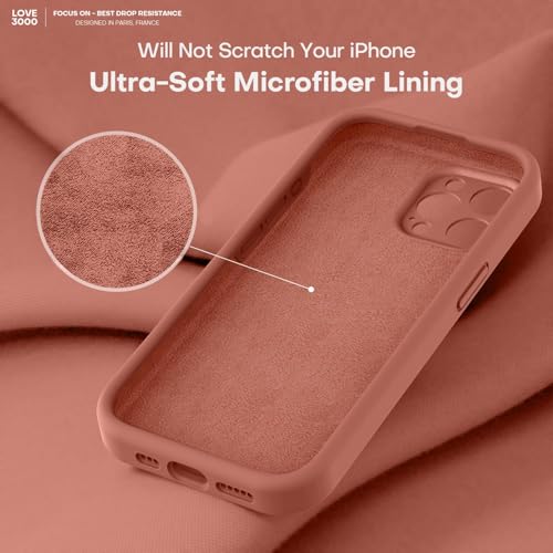 Image of LOVE 3000 Designed for iPhone 15 Pro Case, Premium Silicone with [Soft Anti-Scratch Microfiber Lining] Shockproof Protective Phone Case for Men Women Girls 6.1 inch, Caramel