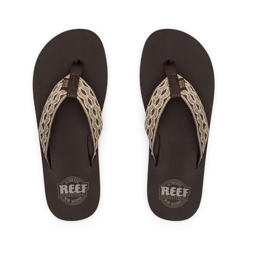 REEF Mens Smoothy Beach Flip Flop, Soft Woven Strap Made From 100% Recycled PET, Brown/Brown, 5 - image 4