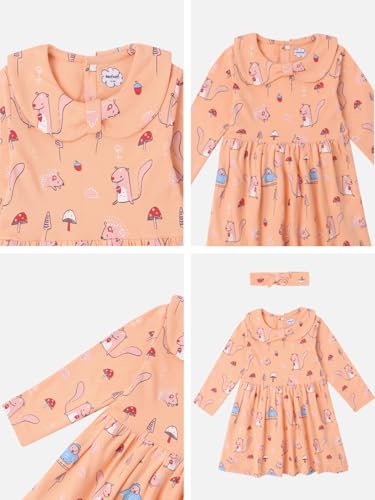 Image of Nautinati Baby Girls 100% Cotton Peterpan Collar Printed Dress | Age 0-3 Years