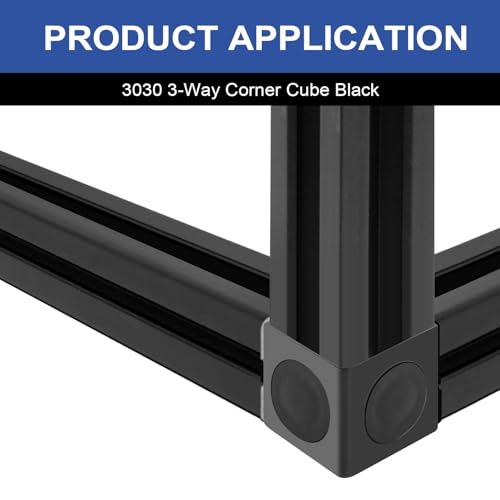 Image of 12pcs 3030 3-Way Corner Cube 3030 Extrusion Hardware T-Slot V-Slot Accessories with Screws and Nuts for 3030 Aluminum Extrusion Connector 3D Printer Accessories Black
