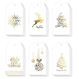 60 Stück Geschenkanhänger Weihnachten, Weihnachtsanhänger mit 20 M Schnur, Weihnachtsgeschenkanhänger, Geschenkanhänger Kraftpapier für Weihnachten Dekoration