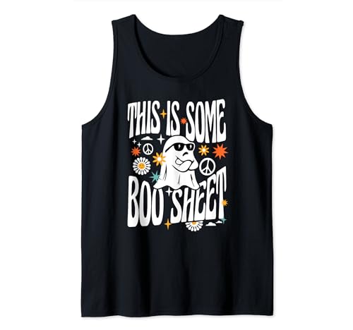 Disfraz de fantasma para Halloween de This Is Some Boo Sheet, retro, hippie Camiseta sin Mangas
