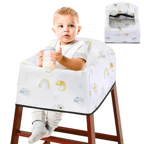 Image of Upgrade High Chair Cover Restaurant with 3-Point Harness, Highchair Pad with Straps, Machine Washable, Waterproof, High Chair Seat Liner for Eating, Travel, Home Use - Fits Wooden Chairs