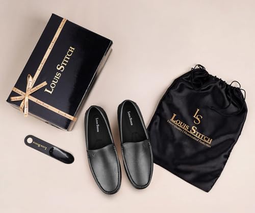Image of LOUIS STITCH Genuine Leather Formal Shoes for Men | Ultra Lightweight Men's Slip On Solid Formal Loafers | Comfortable for Long Hours | LSPDFLP