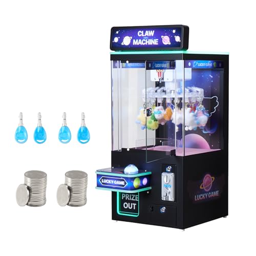 VEVOR Claw Crane Machine Medium-Sized Arcade Game Machine with Light & Sound Adjustable Difficulty Precise Toy Candy Grabber Prize Dispenser Vending Toy for Commercial Home Cinema Black Purple