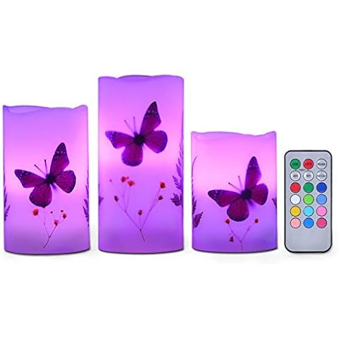 Wending 3 Set LED Candles Light Batteries Powered Unscented LED Tealight Flameless Paraffin Wax Candle Lights 12 Color Changing Remote Control Romance Maker Cover