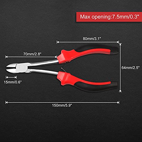 Image of 6 Inches Diagonal Cutting Pliers Mini Long Reach Wire Cutters Jewelry Making Tool Zip Snip Pliers Diagonal Side Cutters Side-Cutting Pliers for Crafting Electricians and Homes