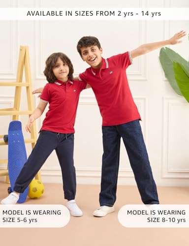 Image of Amazon Brand - Symbol Boys Cotton Rich Solid Polo Tshirt | Collar Tshirts | Half Sleeves | Plain-Regular Fit