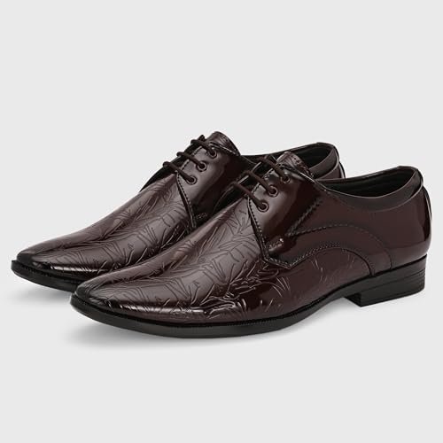 Image of Centrino Men's Formal Lace-Up Shoes | Soft & Comfortable Formal Shoe| Lace-Up, Textured Detail, Formal Business Style| Design Formal Shoes | Stylish-Looking Footwear (9362)