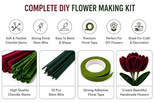 Image of TRAIS-200 PCS Pipe Cleaners Wine Red Chenille Stems for Crafts, Fuzzy Craft Pipe Cleaners, Soft Flexible Bendable Sticks for DIY Art Supplies, Kids Crafts, School Projects (Wine Red & Emerald Green)