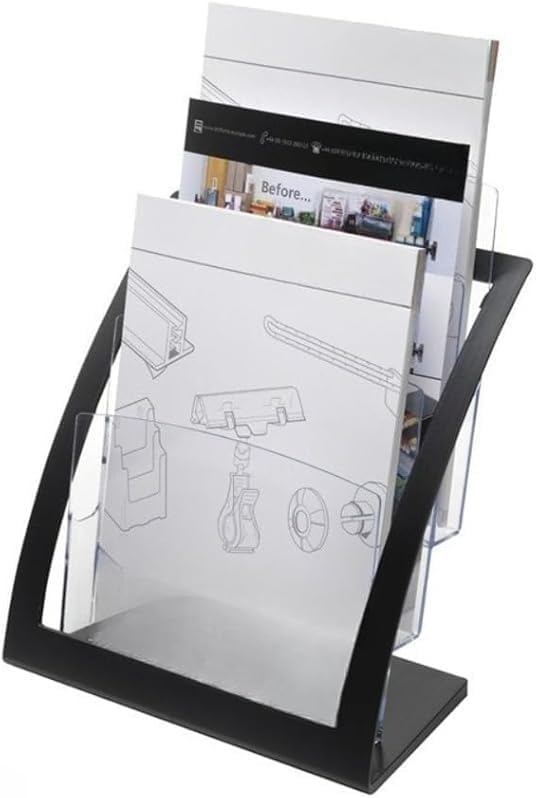 Rutexcチラシボックス カタログホルダー スタンド ポストカードホルダー デスクトップ収納 Sサイズ 内幅11cm オフィス 収