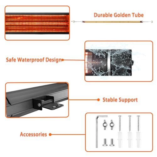 Bestronair Wall-Mounted Patio Heater For Outdoor Use Electric Infrared Heaters 1500W With 3 Level,Waterproof Space Garage Heater thumb #3