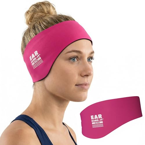Earvolution Ear Band-It Ultra Swimming Headband American Brand Doctor-Invented - Sensory-Friendly- Anti-Slip Grip &Thick Neoprene for Max Protection/Comfort Holds Earplugs in (Hot Pink Large)