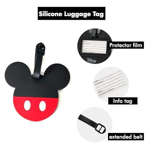 Disney Mickey Mouse And Minnie Mouse Luggage Tags Pvc 4-Piece Set - Mickey And Minnie Suitcase Tags And Travel Tags - Disney Luggage Tag #TOP5