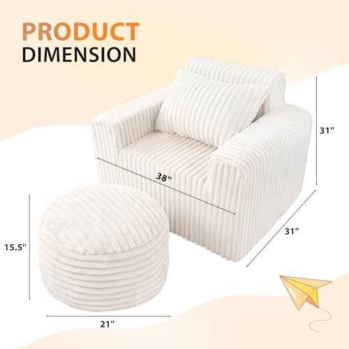 HABUTWAY Bean Bag Chair for Adults with Pillow, Giant Bean Bag Chairs with Ottoman - image 2