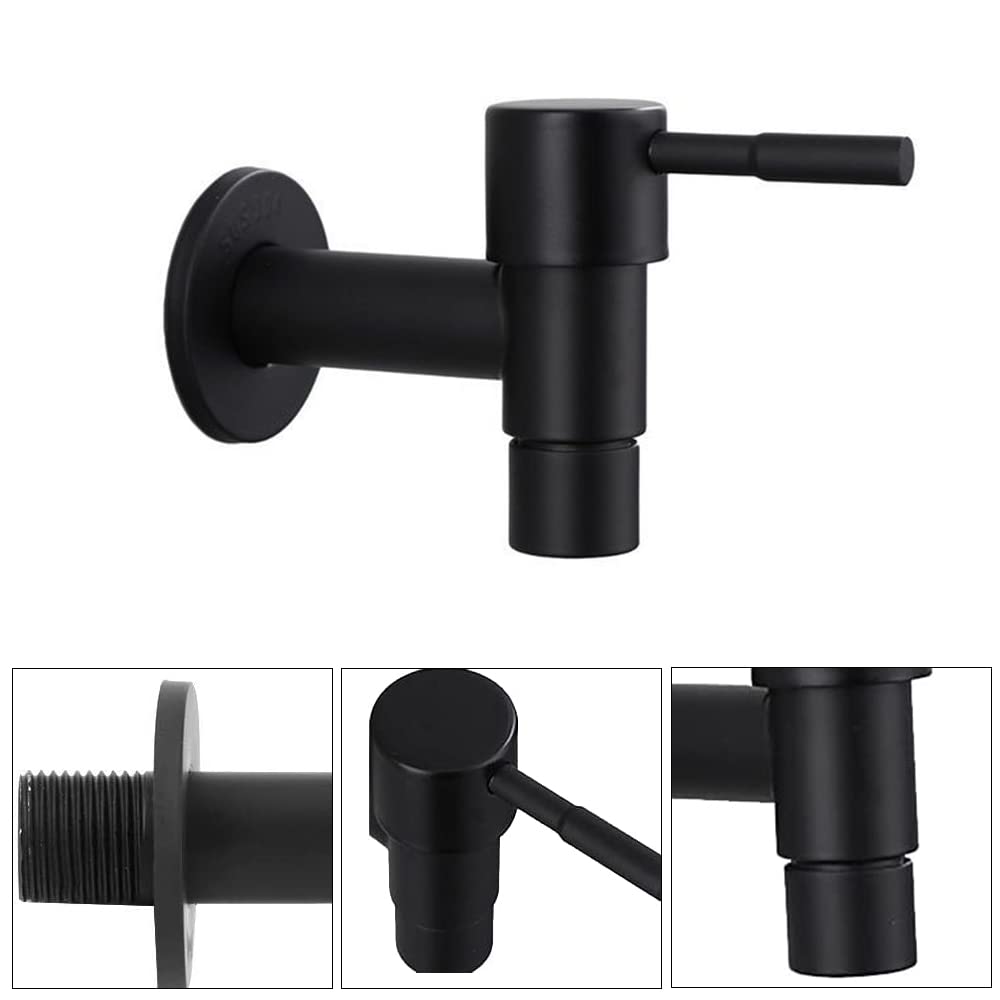 Rubinetto Nero, Rubinetto Giardino, Rubinetto in Acciaio Inox, Rubinetto a Parete Per Bagno Forte E Robusto per Bagno, Lavabo, Balcone, Cucina