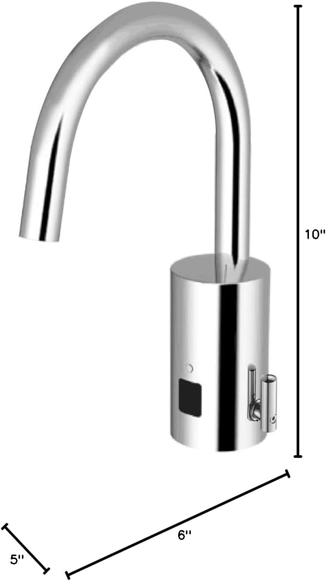Sloan Optima EAF-750-ISM Sensor Activated Touch-Free Faucet, Commercial Grade with Mounting Hardware - 1.5 GPM Battery-Powered Deck-Mounted Gooseneck Body, Polished Chrome Finish, 3335074