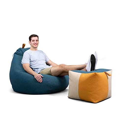 Big Joe Square Ottoman Outdoor Bean Bag Footrest, Sunset Block Intertwist, Weather Resistant Uv-Protected Fabric, 2 Feet #TOP3