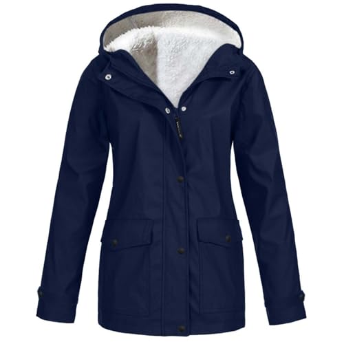 Chaqueta de gamuza para mujer encerada impermeable forrado polar abrigos con capucha forro polar chaqueta cálida confort chaqueta de moda Slim cortavientos trinchera parka al aire libre forro