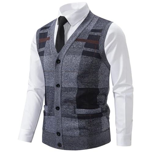 Men’S Casual Knitted Sweater Vest with Pockets Slim Fit V-Neck Sleeveless Button Down Cardigan Outwear3