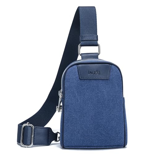 Image of Canvas Small Anti Theft Crossbody Bag with Zip Lock, Lightweight RFID Sling Bags Fanny Pack for Travel