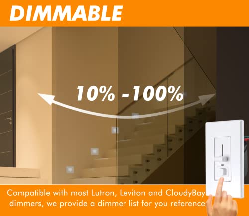 Cloudy Bay CBST003WH3C-6PK Dimmable Upgraded 3 Color 120V Led Indoor Outdoor Step Lights,3000K/4000K/5000K 3W 100Lm,Stair Light,White,6 Pack thumb #3