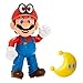 Jakks Pacific World of Nintendo Mario e Cappy con Luna Energia Gialla , Action Figure Super Mario Bros, Altezza 10 cm, Personaggio Articolato, Plastica
