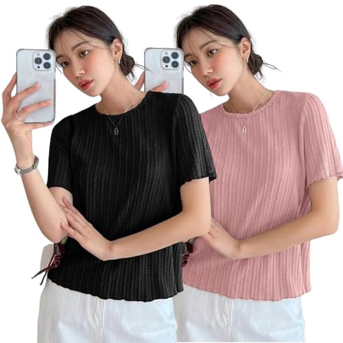 Image of GRECIILOOKS Women's Poly Cotton Regular Fit Crop Top, Loose Fit Oversized Shirts & Stylish Korean Tank Tops for Summer Wear (Available in Plus Size)