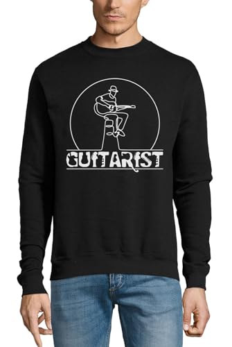 Pull guitare coton noir minimaliste confortable pour musicien passionné