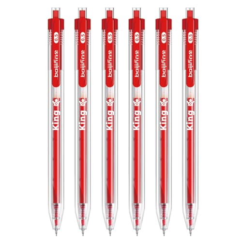 Bolígrafos retráctiles tinta roja gel 6 pcs 0.5mm miniatura 1