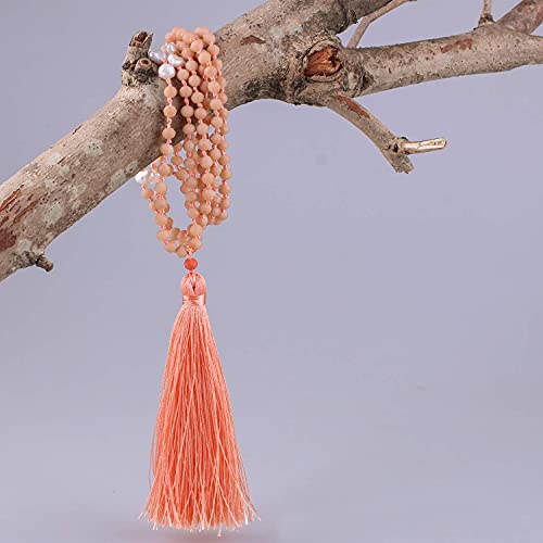 C·quan Chi Tassel Pendant Necklace Handmade Pearl Necklace Crystal Beaded Chain Necklace Bohemian Statement Jewelry For Women Gifts 01I #TOP4