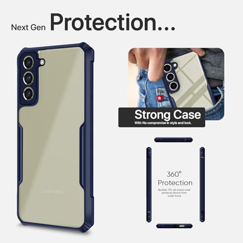 Image of Outlouders Back Cover for Samsung Galaxy S21 FE 5G | Ultra Hybrid Transparent | Full Camera Protection | Raised Edge | Crystal Clear Bumper Case (Blue)