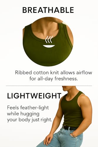 Image of Rockwell Men's Premium Cotton Vest - Sleeveless Gym Undershirt | Breathable, Stretchable & Skin-Friendly Innerwear for Everyday Comfort | Pack of 2 | 302