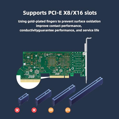 Tarjeta de Red de 4 Puertos RJ45 10Gbps PCIe x8 con Chip Intel XL710, Adaptador Ethernet 10GbE para Servidor, NAS y Conectividad LAN de Alta Velocidad, Compatible con Windows miniatura 4