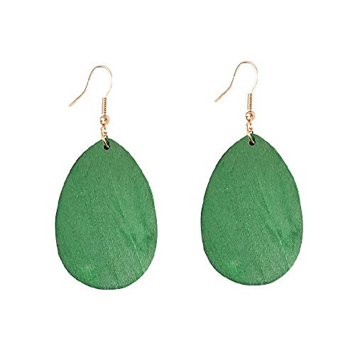 Kafu Dangle Natural Wood Teardrop Geometric Circle Earrings Stainless Steel Stud Bohemia Retro Earrings For Women Girls (Olive) #TOP26