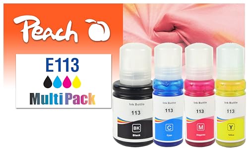 Peach E113 Lot de Cartouches d'encre Cyan équivalent Epson n° 113, T06B1, T06B2, T06B3, T06B4 pour Epson EcoTank ET -16150, Epson EcoTank ET -16600, Epson EcoTank ET -16650, Epson EcoTank ET -5100