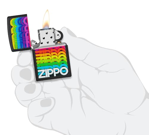Image of Zippo Techno Design Black Matte,Windproof Pocket Fuel Refillable Lighter, BIS Certified