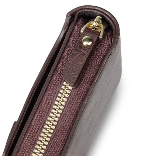 Image of INKMILAN Men's Short Purse Retro Horizontal Zipper Wallet, Soft PU Leather Trifold Stylish Zipper Coin Pocket Wallet, Multi-Function Document Bag for Birthday Gift Father, Boy Friend (Dark Brown)