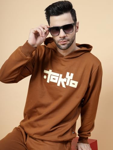 Image of Rigo Cotton Fleece Full Sleeves Oversized Co-ord Set for Men | Printed Hooded Track Suit Set for Men
