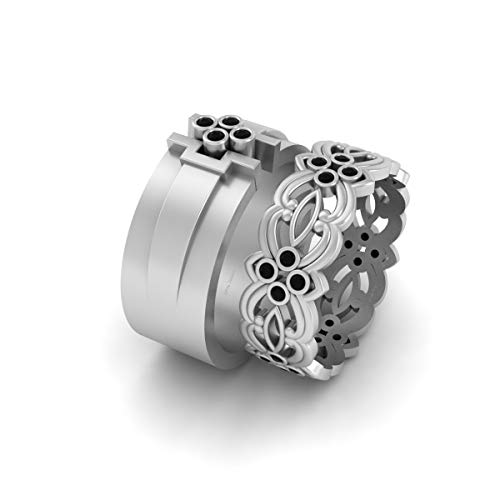 Alliance celtique argent sterling 925 massif bague diamant noir 0.25 ct