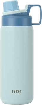 TYESO Insulated Stainless Steel Water Bottle With Spout Lid and Handle for Sports, Vacuum Insulated Sports Bottle with Easy-grip Handle, Leak-Proof BLUE, 30 OZ