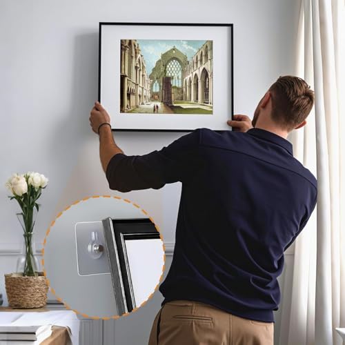 Image of 10 Pack Self Adhesive Photo Frame Hooks for Wall Without Drilling Heavy Duty Nail Free Picture Frame Hook for Photo Frames Wall Clocks and Home Decor Secure No Drill Hanging Solution