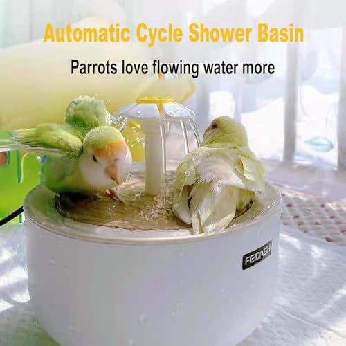 Image of Bird Bath for Indoor Parrots Parrot Bird Bathtub Circulating Filter Fountain Cage Birdbath for Canary, Love Bird, Goldfinch Parrot Small Medium Feathered Pet (Transparent + White, S)