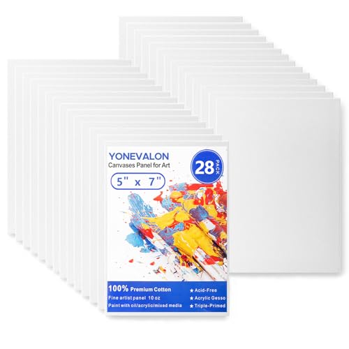 YOURSORTER 28枚パック 5x7インチ キャンバスボード 絵画用 キッズアート初心者 ブランクペインティングキャンバス Gessoプライミングアシッドフリー コットン100%キャンバスパネル アクリルオイル水彩テンペラペイント用の商品画像（Amazon）