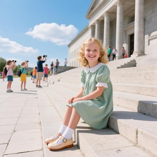 Image of GINFIVE Toddler Girls Dress Shoes Little Kids Flats School Mary Janes Shoes